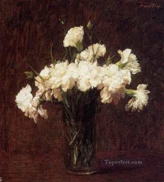  blanco lienzo - Pintor de flores de claveles blancos Henri Fantin Latour